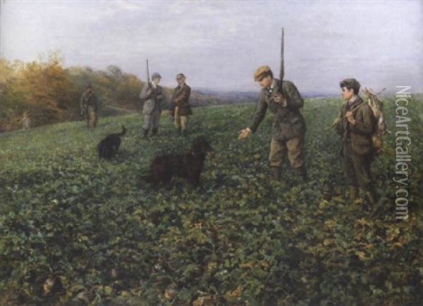 The Partridge Shoot Oil Painting - Heywood Hardy