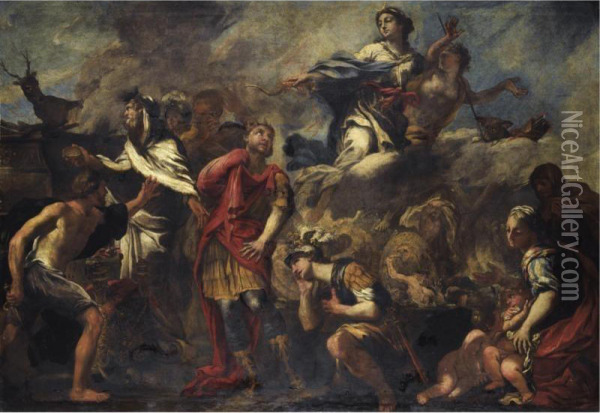 The Sacrifice Of Iphigenia Oil Painting - Giovanni Andrea Carlone