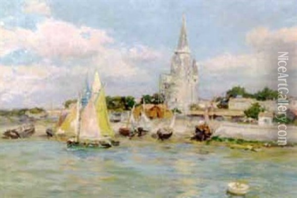 La Rochelle Oil Painting - Edmond Marie Petitjean