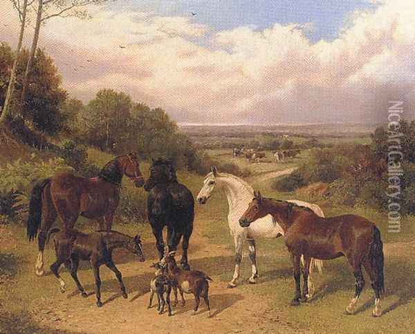 Horse in Surrey Pastures Oil Painting - John Frederick Herring Snr