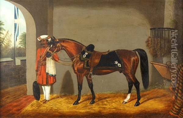 Madras Body Guard Oil Painting - Edwin (of Bath) Loder