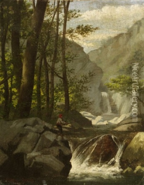 Paysage A La Cascade Oil Painting - Victor-Etienne Cesson