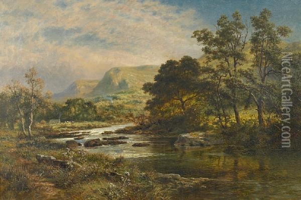 The River Conway, North Wales Oil Painting - Robert Gallon