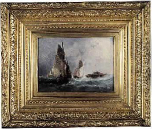 Bateaux Rentrant Au Port Par Grosse Mer Oil Painting - Jules Achille-Noel