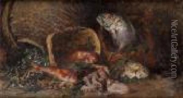 Natura Morta Con Pesci, Polipo E Molluschi Oil Painting - Vincenzo Irolli