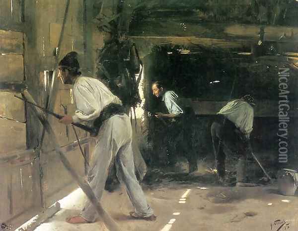 La defensa de la barraca Oil Painting - Antonio Fillol Granell