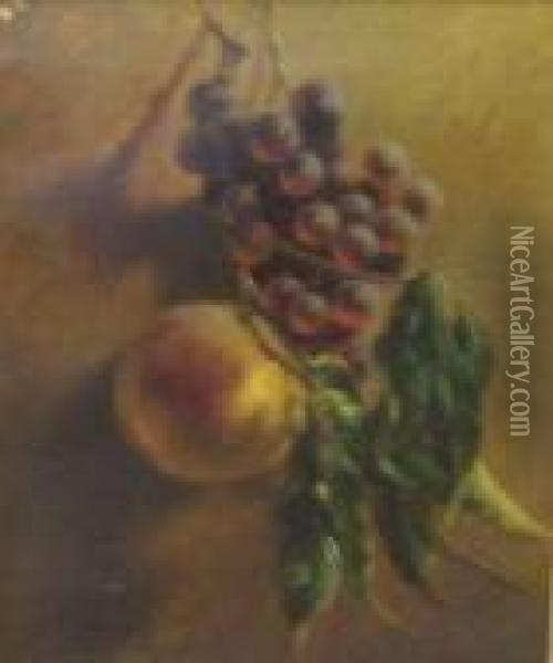 Still Life With Grapes And An Apple Oil Painting - Arnoud Wydeveld