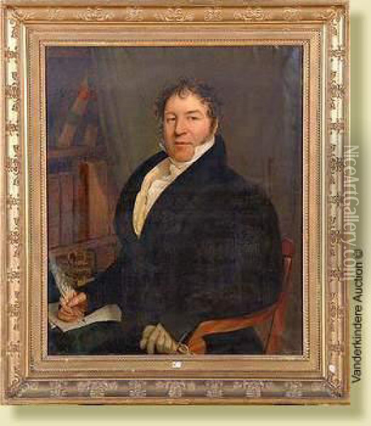 Portrait D'un Ecrivain A Sa Table Detravail Oil Painting - Brice Ignace