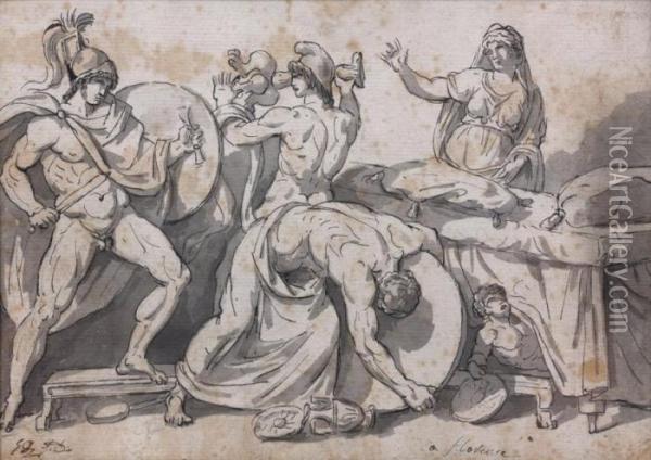 Etude D'apres Un Bas-relief Antique Oil Painting - Jacques Louis David