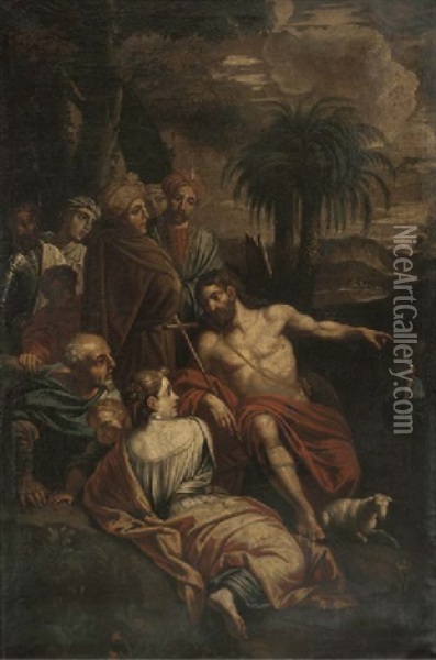 Saint John The Baptist Preaching To The Multitude Oil Painting - Jacopo dal Ponte Bassano