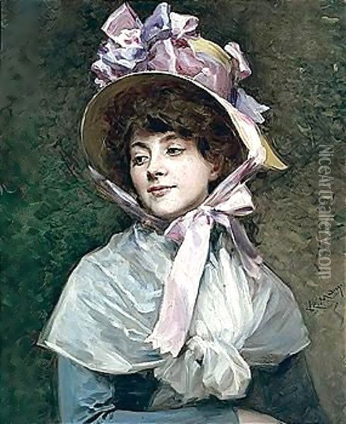 Dama Con Sombrero (Lady With A Bonnet) Oil Painting - Raimundo de Madrazo y Garreta