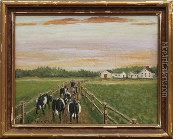 Cows Heading Back To The Barn Oil Painting - Edward Bannister