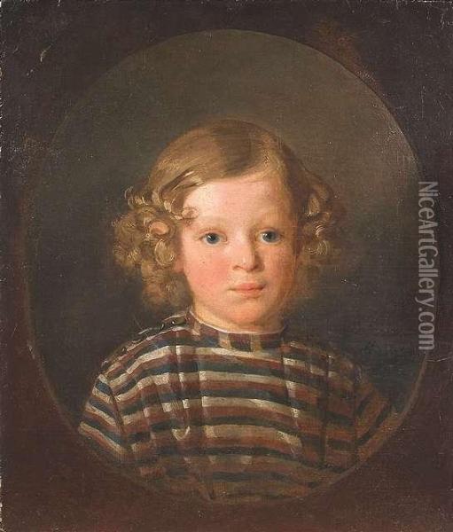 Portrait Of A Child As Half-length Portrait Oil Painting - Ivan Koz'Mic Makarov
