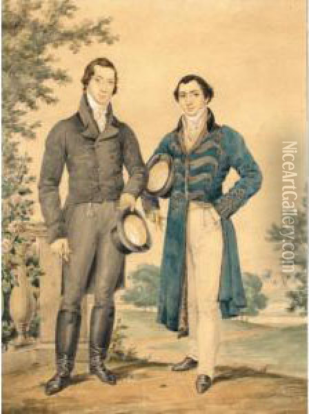 Portrait Of Mr J.h.woodward And Mr J.s.urquhart Oil Painting - James Warren Childe