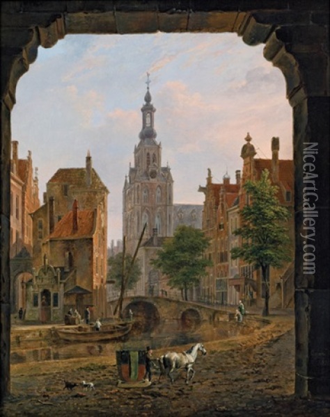 Hollandische Stadtansicht Oil Painting - Bartholomeus Johannes Van Hove