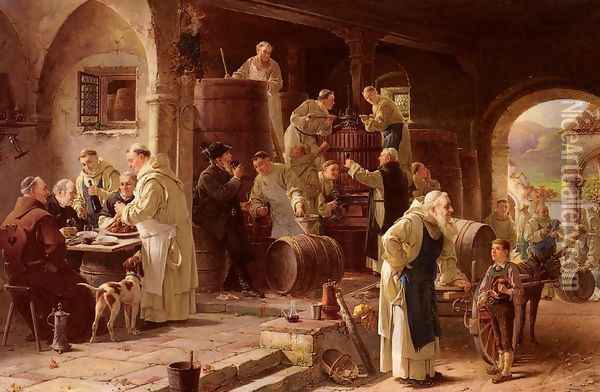Neuer Wein! (New Wine!) Oil Painting - Adolf Humborg
