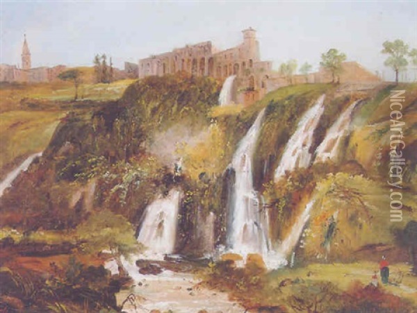 The Falls At Tivoli Oil Painting - Giovanni Carlo Bevilacqua