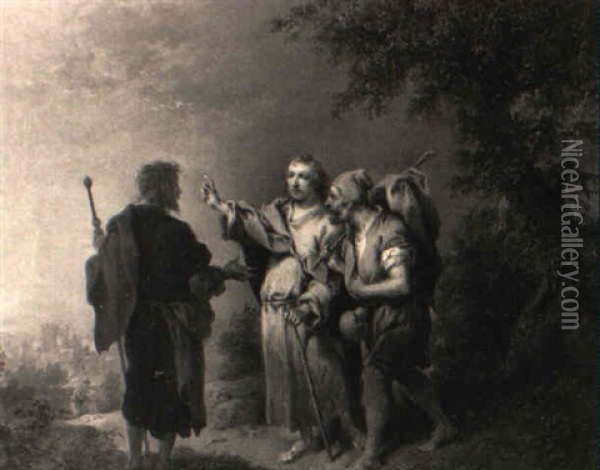 Christus Und Die Junger Auf Dem Weg Nach Emmaus Oil Painting - Johann Conrad Seekatz