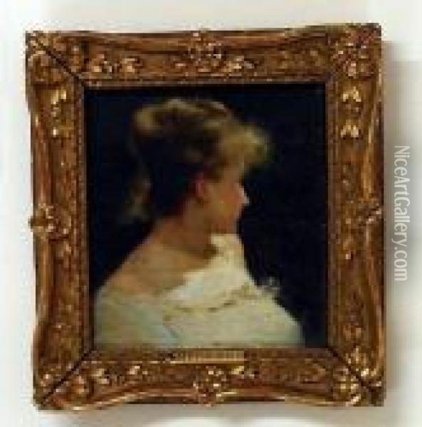 Female Portrait Looking Left Oil Painting - Jean-Louis-Ernest Meissonier