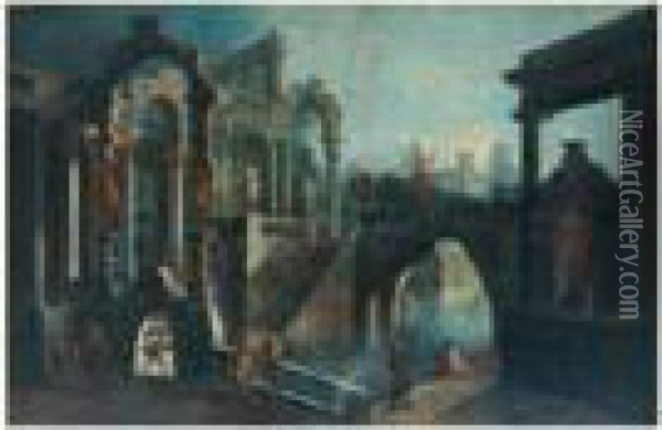 Caprice Architectonique Oil Painting - Gennaro Greco, Il Mascacotta