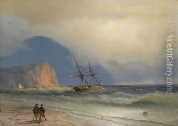 Shipping Off The Ayu Dag Oil Painting - Ivan Konstantinovich Aivazovsky