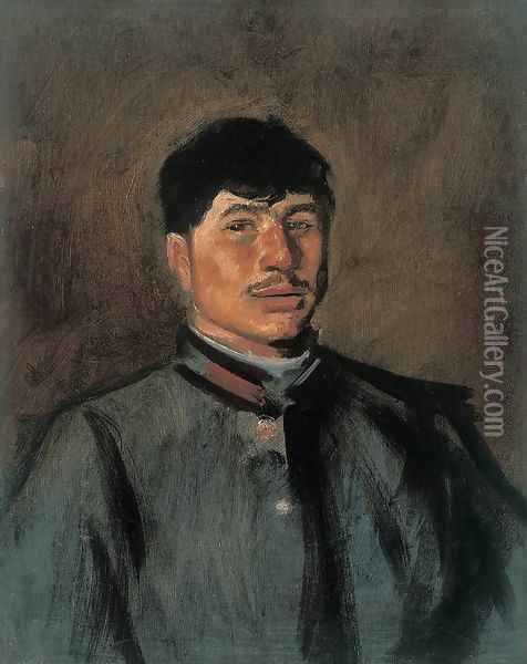 Portrait of a Young Soldier 1914-15 Oil Painting - Laszlo Mednyanszky