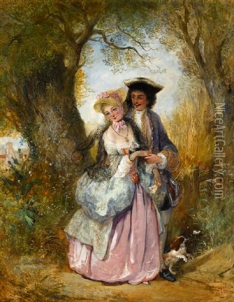 A Courting Couple Oil Painting - Henry Andrews