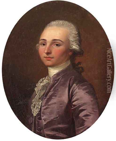 Portrait of a Gentleman, half-length, in a lilac-coloured coat Oil Painting - Jean-Laurent Mosnier