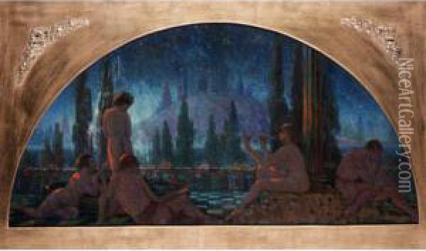 Nocturne Oil Painting - Alphonse Osbert