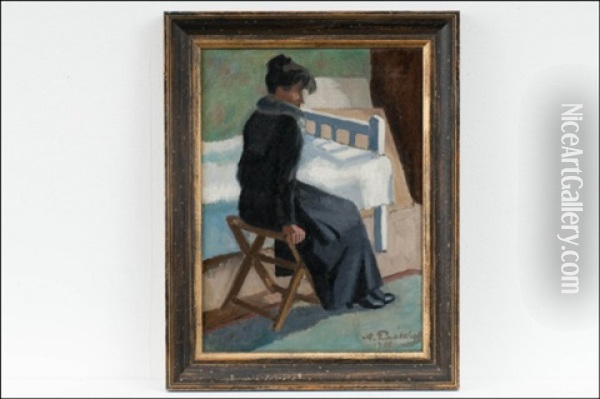 Makuuhuoneessa - I Sovrummet Oil Painting - Alexander Paischeff