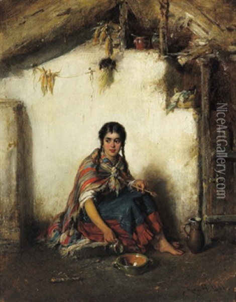 Zigeunermadchen Oil Painting - Hermann Kern