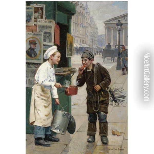 Le Ramoneur Et Le Petit Cuisinier Oil Painting - Paul-Charles Chocarne-Moreau