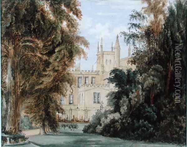 The Garden Quadrangle at New College Oxford Oil Painting - William Hull
