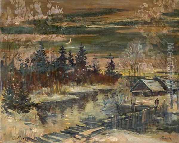 Moonlight Walk Oil Painting - Konstantin Alexeievitch Korovin