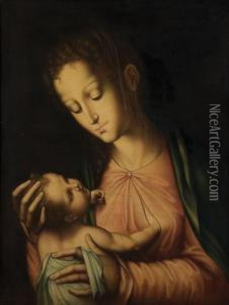 Madonna And Child Oil Painting - Luis de Morales