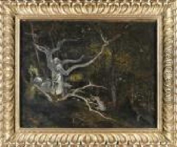 Foret De Fontainebleau, La Reine Blanche Oil Painting - Antoine-louis Barye
