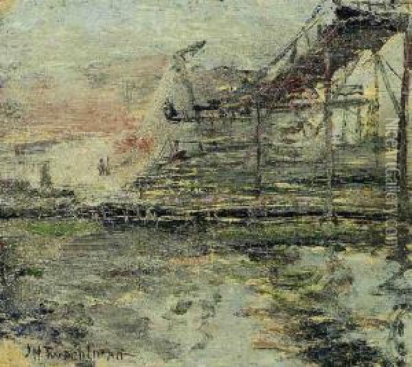 Harbor Scene Oil Painting - John Henry Twachtman