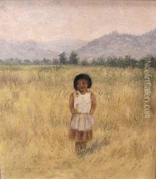 A Portrait Of A Girl (the Sun House) Oil Painting - Grace Carpenter Hudson