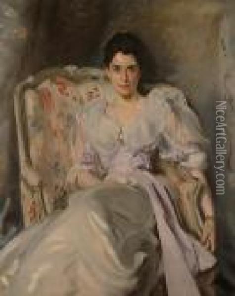 Portrait Of Lady Agnew Of Lochnaw. Oil Painting - John Singer Sargent
