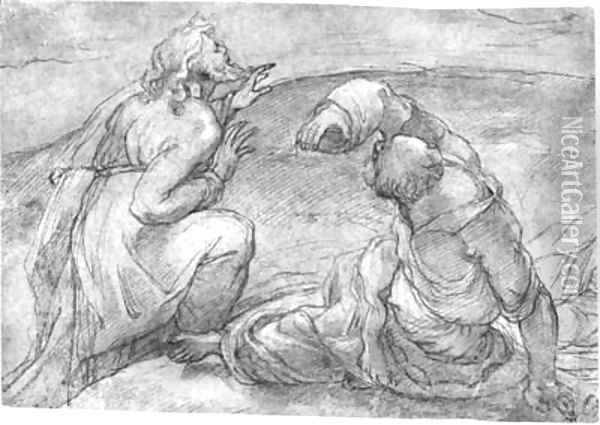 Studies of Apostles kneeling and reclining, for a Transfiguration Oil Painting - Lombard School