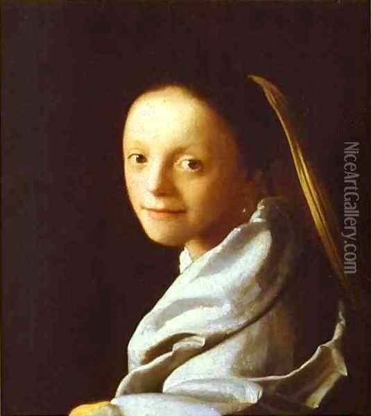 Head Of A Girl 1666-1667 Oil Painting - Jan Vermeer Van Delft