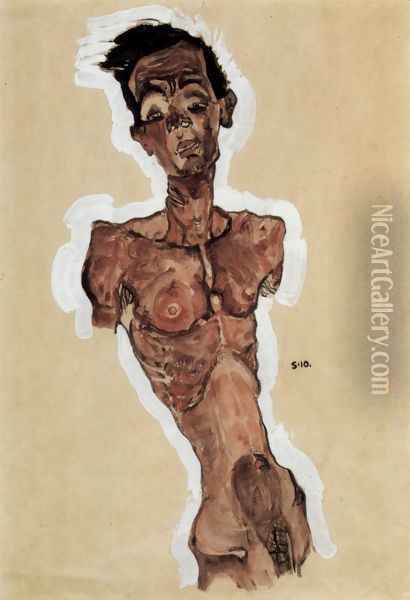 Nude, Self-portrait 2 Oil Painting - Egon Schiele