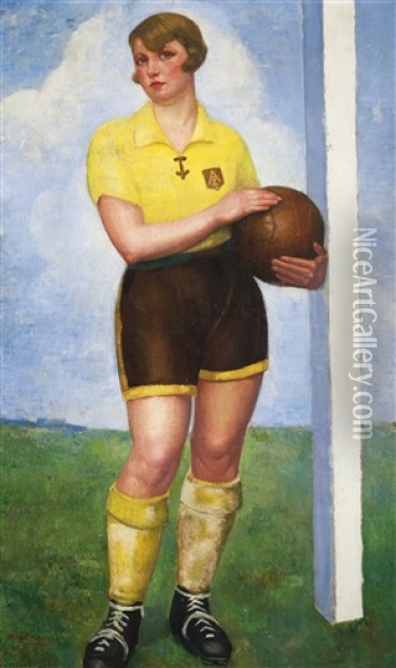 La Futbolista Rubia Oil Painting - Angel Zarraga