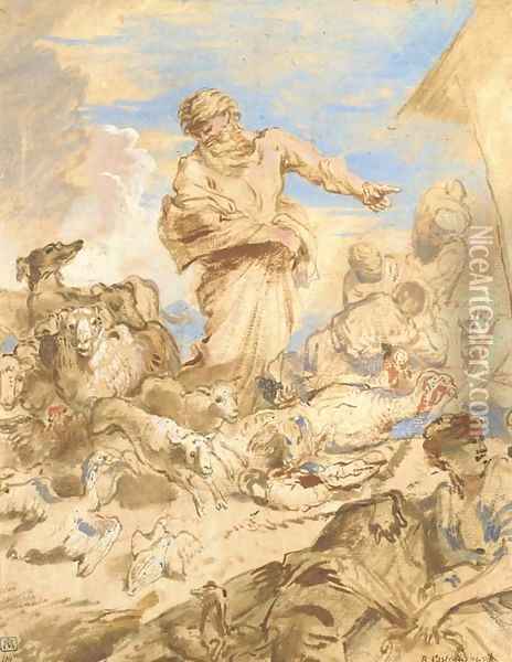 Noah guiding the animals into the Ark Oil Painting - Giovanni Benedetto Castiglione