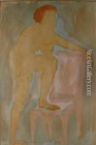 Nude With Foot Resting On Chair Oil Painting - Auguste Rodin