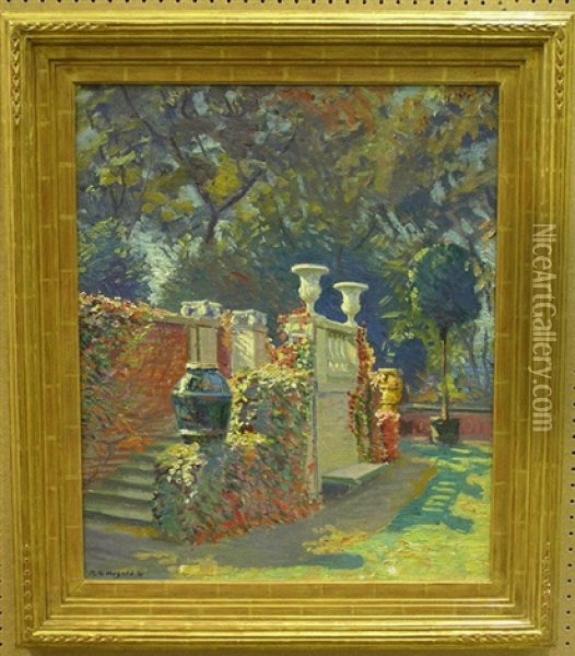 The Garden Stairs Oil Painting - Arthur Merton Hazard