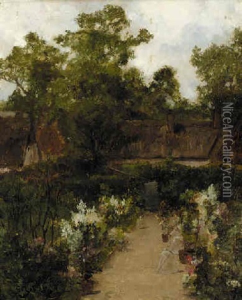 The Flower Garden Oil Painting - Georges Jeannin