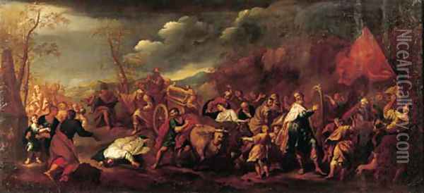 The triumph of King David Oil Painting - Johann Heiss