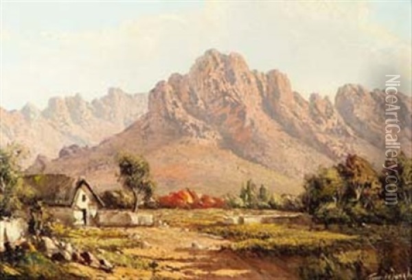 Landscape With Cottage Oil Painting - Tinus de Jongh
