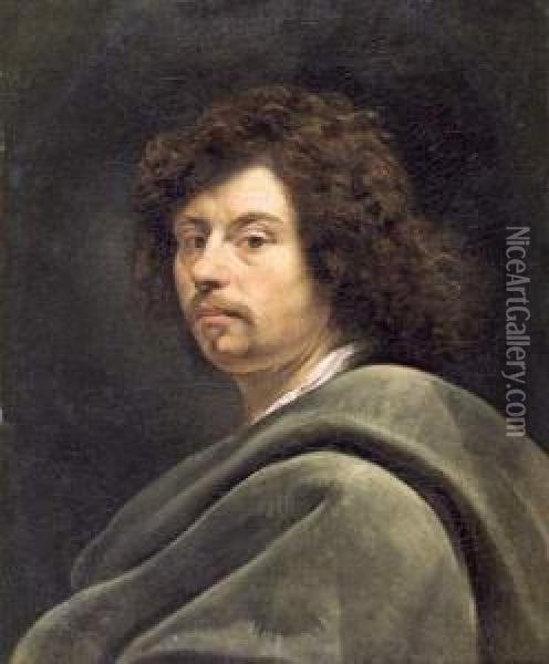 Portrait D'homme A La Draperie Verte Oil Painting - Jacob Ii Van Oost